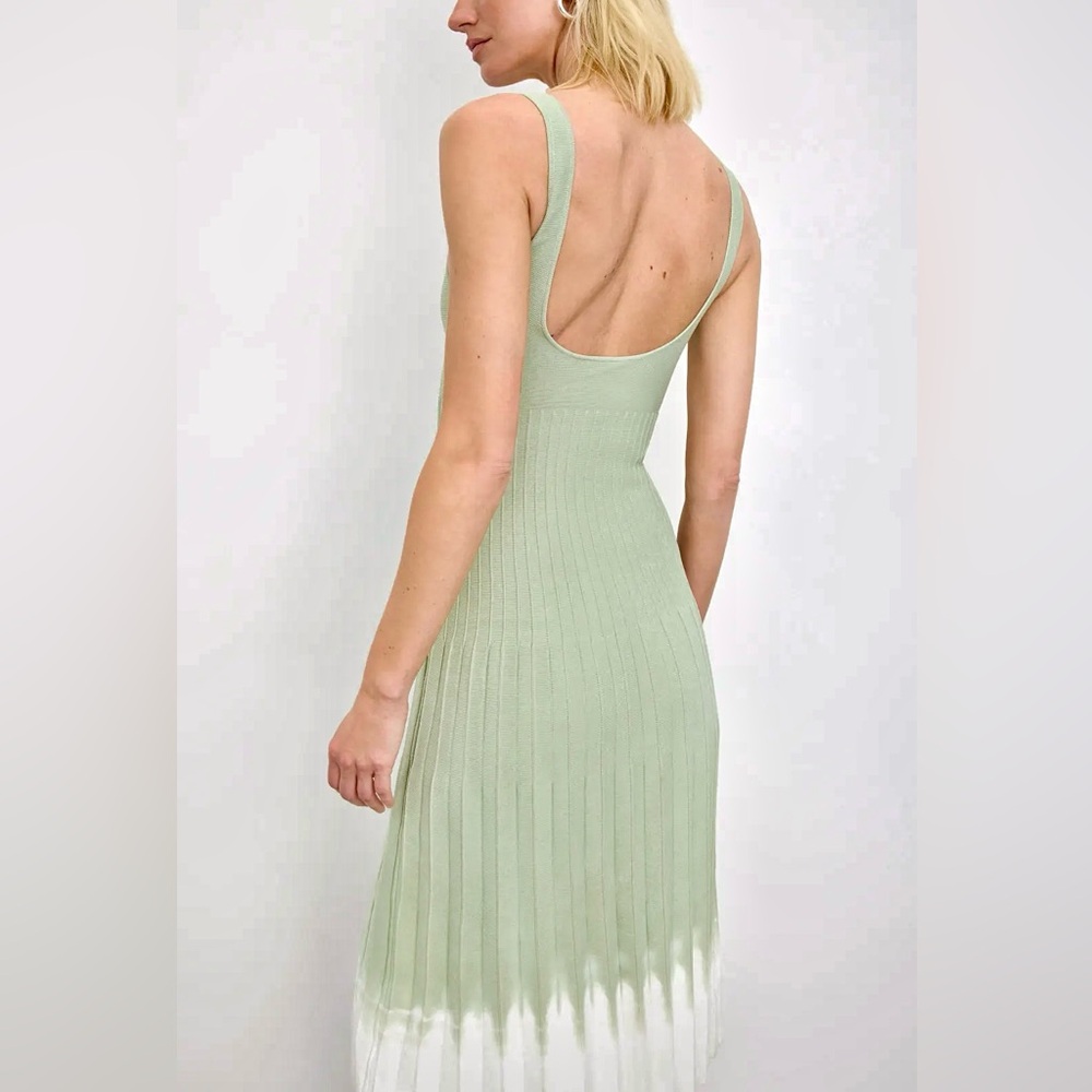 πΊπHPππΊ NWT Staud Ellison Midi Dress Jade Tie Dye πRareπ - Picture 5 of 16